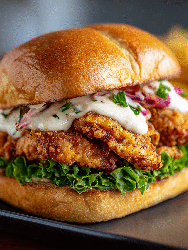 Cajun Crispy Chicken Sandwich with Garlic Aioli