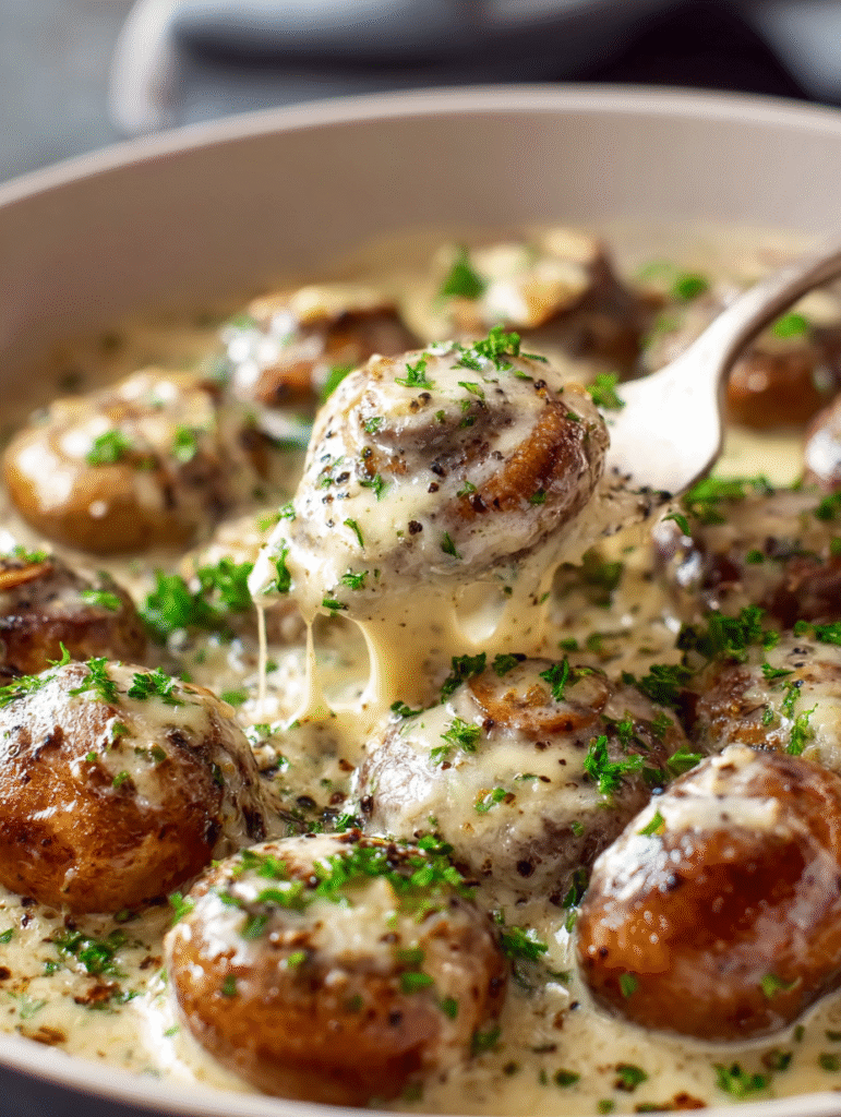 Creamy Garlic Parmesan Mushrooms