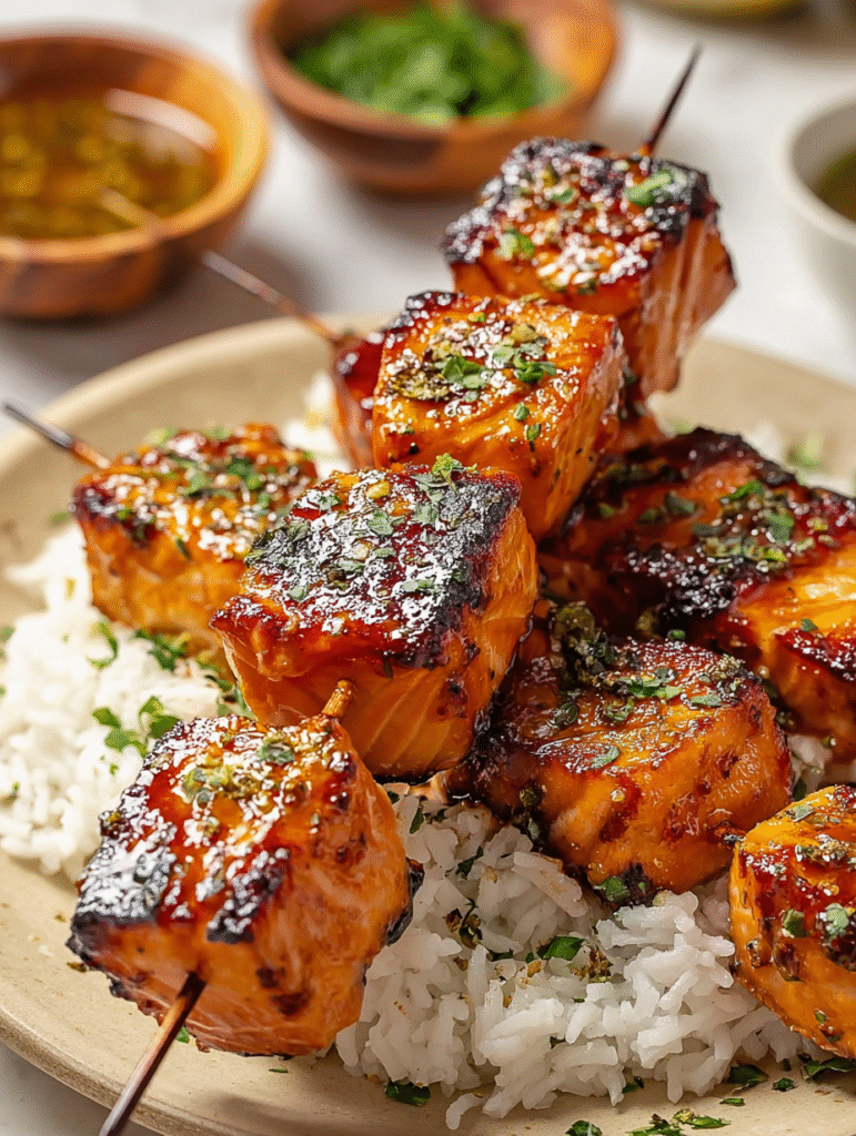 Honey Garlic Butter Salmon Skewers (Easy, Juicy & Flavorful Recipe)