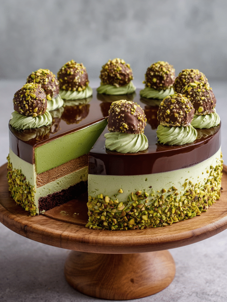 Ferrero Rocher Pistachio Cake (Decadent Nutty Chocolate Dessert Recipe)