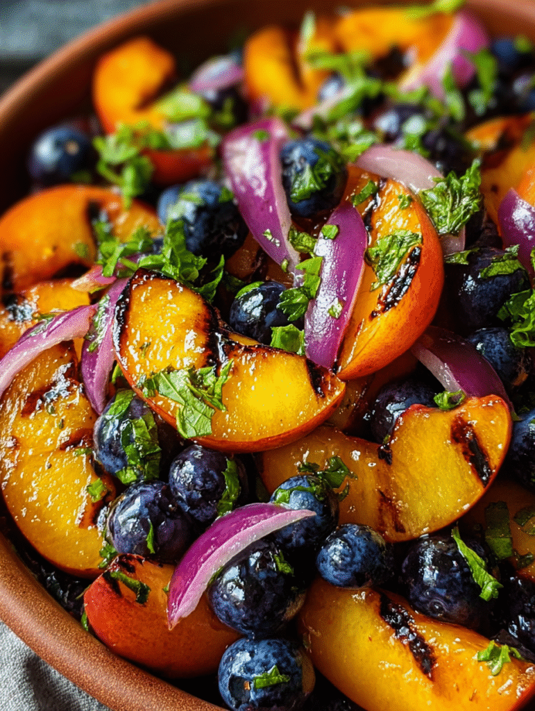 Grilled Peach Blueberry Salad