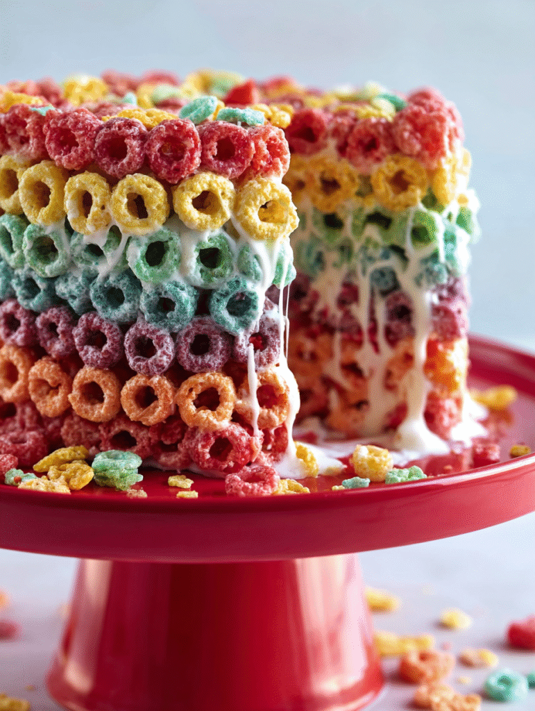Rainbow Cereal Cake (No-Bake, Fun & Colorful Party Dessert)