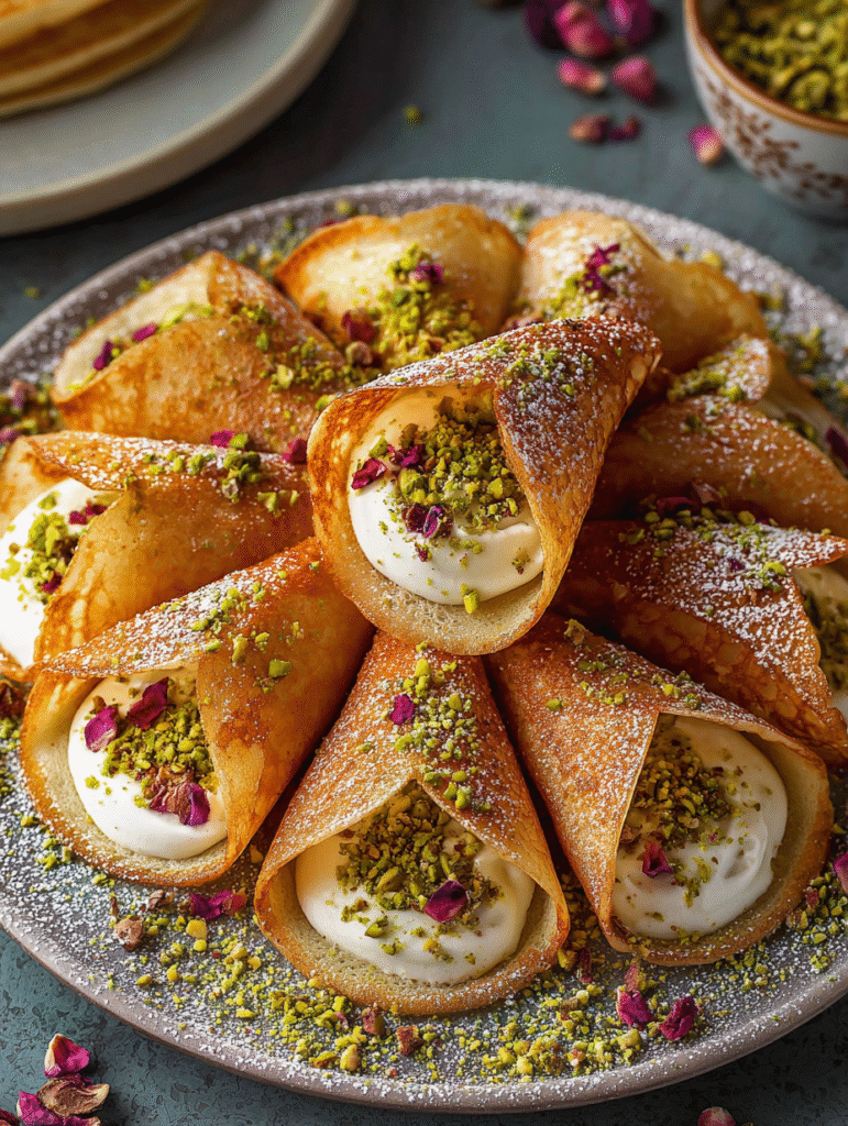 Qatayef Asafiri (Cream-Filled Middle Eastern Pancakes Recipe)